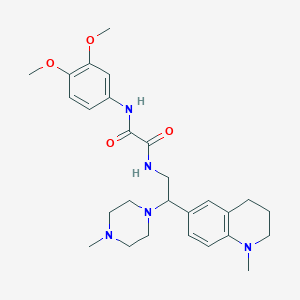 molecular formula C27H37N5O4 B6482980 N'-(3,4-dimethoxyphenyl)-N-[2-(1-methyl-1,2,3,4-tetrahydroquinolin-6-yl)-2-(4-methylpiperazin-1-yl)ethyl]ethanediamide CAS No. 922121-18-4