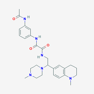molecular formula C27H36N6O3 B6482986 N'-(3-acetamidophenyl)-N-[2-(1-methyl-1,2,3,4-tetrahydroquinolin-6-yl)-2-(4-methylpiperazin-1-yl)ethyl]ethanediamide CAS No. 922039-50-7
