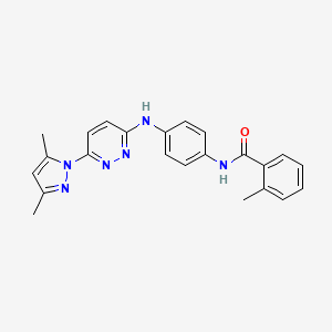 molecular formula C23H22N6O B6482997 N-(4-{[6-(3,5-dimethyl-1H-pyrazol-1-yl)pyridazin-3-yl]amino}phenyl)-2-methylbenzamide CAS No. 1014025-97-8
