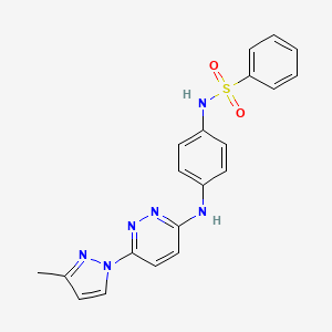 molecular formula C20H18N6O2S B6483014 N-(4-{[6-(3-methyl-1H-pyrazol-1-yl)pyridazin-3-yl]amino}phenyl)benzenesulfonamide CAS No. 1014027-94-1