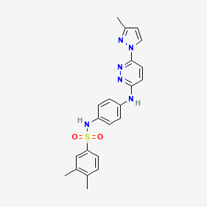 molecular formula C22H22N6O2S B6483017 3,4-dimethyl-N-(4-{[6-(3-methyl-1H-pyrazol-1-yl)pyridazin-3-yl]amino}phenyl)benzene-1-sulfonamide CAS No. 1014028-43-3