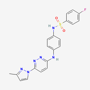molecular formula C20H17FN6O2S B6483033 4-fluoro-N-(4-{[6-(3-methyl-1H-pyrazol-1-yl)pyridazin-3-yl]amino}phenyl)benzene-1-sulfonamide CAS No. 1014045-69-2