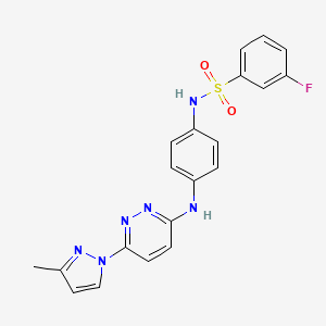 molecular formula C20H17FN6O2S B6483047 3-fluoro-N-(4-{[6-(3-methyl-1H-pyrazol-1-yl)pyridazin-3-yl]amino}phenyl)benzene-1-sulfonamide CAS No. 1014046-49-1