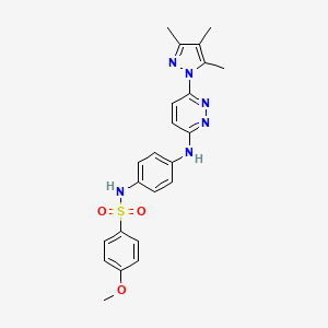 molecular formula C23H24N6O3S B6483061 4-methoxy-N-(4-{[6-(3,4,5-trimethyl-1H-pyrazol-1-yl)pyridazin-3-yl]amino}phenyl)benzene-1-sulfonamide CAS No. 1014047-39-2
