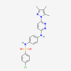 molecular formula C22H21ClN6O2S B6483071 4-chloro-N-(4-{[6-(3,4,5-trimethyl-1H-pyrazol-1-yl)pyridazin-3-yl]amino}phenyl)benzene-1-sulfonamide CAS No. 1014048-43-1
