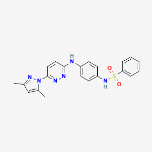 molecular formula C21H20N6O2S B6483073 N-(4-{[6-(3,5-dimethyl-1H-pyrazol-1-yl)pyridazin-3-yl]amino}phenyl)benzenesulfonamide CAS No. 1014049-30-9