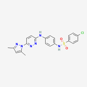 molecular formula C21H19ClN6O2S B6483075 4-chloro-N-(4-{[6-(3,5-dimethyl-1H-pyrazol-1-yl)pyridazin-3-yl]amino}phenyl)benzene-1-sulfonamide CAS No. 1014049-78-5
