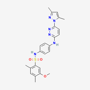 molecular formula C24H26N6O3S B6483077 N-(4-{[6-(3,5-dimethyl-1H-pyrazol-1-yl)pyridazin-3-yl]amino}phenyl)-5-methoxy-2,4-dimethylbenzene-1-sulfonamide CAS No. 1014066-81-9