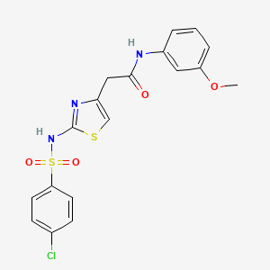 molecular formula C18H16ClN3O4S2 B6483078 2-[2-(4-chlorobenzenesulfonamido)-1,3-thiazol-4-yl]-N-(3-methoxyphenyl)acetamide CAS No. 922099-82-9