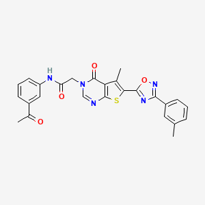 molecular formula C26H21N5O4S B6483085 N-(3-acetylphenyl)-2-{5-methyl-6-[3-(3-methylphenyl)-1,2,4-oxadiazol-5-yl]-4-oxo-3H,4H-thieno[2,3-d]pyrimidin-3-yl}acetamide CAS No. 1223804-26-9