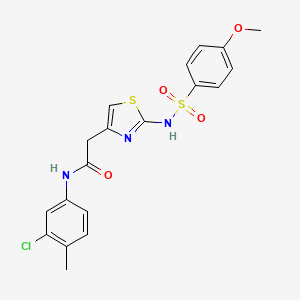 molecular formula C19H18ClN3O4S2 B6483091 N-(3-chloro-4-methylphenyl)-2-[2-(4-methoxybenzenesulfonamido)-1,3-thiazol-4-yl]acetamide CAS No. 921996-13-6