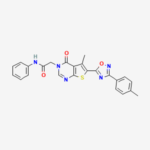 molecular formula C24H19N5O3S B6483092 2-{5-methyl-6-[3-(4-methylphenyl)-1,2,4-oxadiazol-5-yl]-4-oxo-3H,4H-thieno[2,3-d]pyrimidin-3-yl}-N-phenylacetamide CAS No. 1242864-13-6