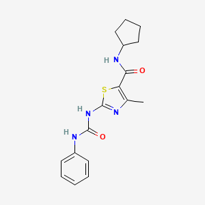 molecular formula C17H20N4O2S B6483120 N-cyclopentyl-4-methyl-2-[(phenylcarbamoyl)amino]-1,3-thiazole-5-carboxamide CAS No. 941915-99-7