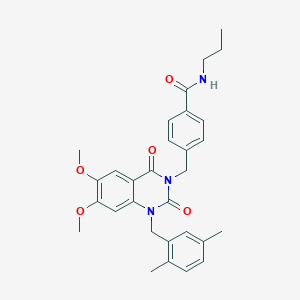 molecular formula C30H33N3O5 B6483157 4-({1-[(2,5-dimethylphenyl)methyl]-6,7-dimethoxy-2,4-dioxo-1,2,3,4-tetrahydroquinazolin-3-yl}methyl)-N-propylbenzamide CAS No. 1189938-94-0