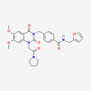 molecular formula C29H30N4O7 B6483206 4-({6,7-dimethoxy-2,4-dioxo-1-[2-oxo-2-(pyrrolidin-1-yl)ethyl]-1,2,3,4-tetrahydroquinazolin-3-yl}methyl)-N-[(furan-2-yl)methyl]benzamide CAS No. 1185083-33-3