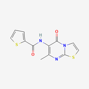 molecular formula C12H9N3O2S2 B6483210 N-{7-methyl-5-oxo-5H-[1,3]thiazolo[3,2-a]pyrimidin-6-yl}thiophene-2-carboxamide CAS No. 941956-06-5