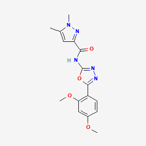 molecular formula C16H17N5O4 B6483243 N-[5-(2,4-dimethoxyphenyl)-1,3,4-oxadiazol-2-yl]-1,5-dimethyl-1H-pyrazole-3-carboxamide CAS No. 1014028-39-7