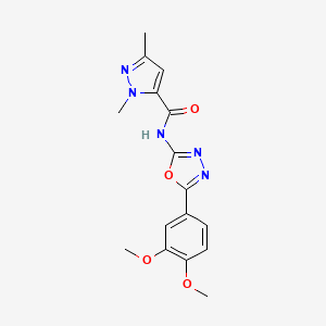 molecular formula C16H17N5O4 B6483254 N-[5-(3,4-dimethoxyphenyl)-1,3,4-oxadiazol-2-yl]-1,3-dimethyl-1H-pyrazole-5-carboxamide CAS No. 1014046-35-5