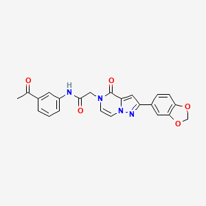 molecular formula C23H18N4O5 B6483259 N-(3-acetylphenyl)-2-[2-(2H-1,3-benzodioxol-5-yl)-4-oxo-4H,5H-pyrazolo[1,5-a]pyrazin-5-yl]acetamide CAS No. 1223861-68-4