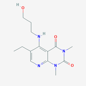 molecular formula C14H20N4O3 B6483276 6-ethyl-5-[(3-hydroxypropyl)amino]-1,3-dimethyl-1H,2H,3H,4H-pyrido[2,3-d]pyrimidine-2,4-dione CAS No. 941954-86-5