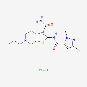 molecular formula C17H24ClN5O2S B6483289 N-{3-carbamoyl-6-propyl-4H,5H,6H,7H-thieno[2,3-c]pyridin-2-yl}-1,3-dimethyl-1H-pyrazole-5-carboxamide hydrochloride CAS No. 1216422-54-6