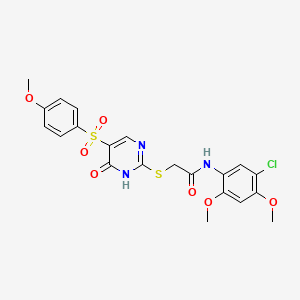 molecular formula C21H20ClN3O7S2 B6483304 N-(5-chloro-2,4-dimethoxyphenyl)-2-{[5-(4-methoxybenzenesulfonyl)-6-oxo-1,6-dihydropyrimidin-2-yl]sulfanyl}acetamide CAS No. 1223756-87-3