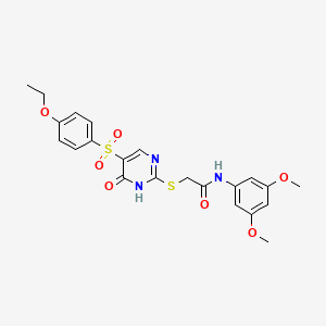molecular formula C22H23N3O7S2 B6483312 N-(3,5-dimethoxyphenyl)-2-{[5-(4-ethoxybenzenesulfonyl)-6-oxo-1,6-dihydropyrimidin-2-yl]sulfanyl}acetamide CAS No. 1223954-65-1
