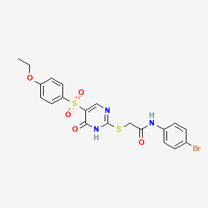 molecular formula C20H18BrN3O5S2 B6483313 N-(4-bromophenyl)-2-{[5-(4-ethoxybenzenesulfonyl)-6-oxo-1,6-dihydropyrimidin-2-yl]sulfanyl}acetamide CAS No. 1223789-06-7