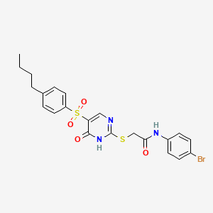 molecular formula C22H22BrN3O4S2 B6483321 N-(4-bromophenyl)-2-{[5-(4-butylbenzenesulfonyl)-6-oxo-1,6-dihydropyrimidin-2-yl]sulfanyl}acetamide CAS No. 1223995-82-1