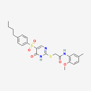 molecular formula C24H27N3O5S2 B6483324 2-{[5-(4-butylbenzenesulfonyl)-6-oxo-1,6-dihydropyrimidin-2-yl]sulfanyl}-N-(2-methoxy-5-methylphenyl)acetamide CAS No. 1223765-66-9