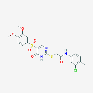 molecular formula C21H20ClN3O6S2 B6483329 N-(3-chloro-4-methylphenyl)-2-{[5-(3,4-dimethoxybenzenesulfonyl)-6-oxo-1,6-dihydropyrimidin-2-yl]sulfanyl}acetamide CAS No. 1223994-65-7