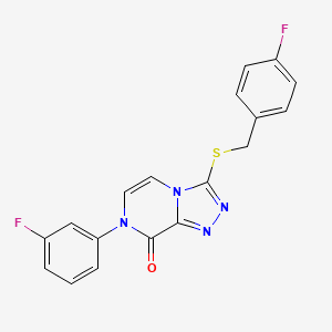 molecular formula C18H12F2N4OS B6483376 7-(3-fluorophenyl)-3-{[(4-fluorophenyl)methyl]sulfanyl}-7H,8H-[1,2,4]triazolo[4,3-a]pyrazin-8-one CAS No. 1242863-12-2