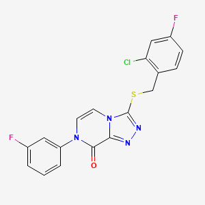 molecular formula C18H11ClF2N4OS B6483381 3-{[(2-chloro-4-fluorophenyl)methyl]sulfanyl}-7-(3-fluorophenyl)-7H,8H-[1,2,4]triazolo[4,3-a]pyrazin-8-one CAS No. 1243091-13-5