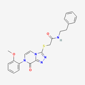 molecular formula C22H21N5O3S B6483387 2-{[7-(2-methoxyphenyl)-8-oxo-7H,8H-[1,2,4]triazolo[4,3-a]pyrazin-3-yl]sulfanyl}-N-(2-phenylethyl)acetamide CAS No. 1223766-86-6