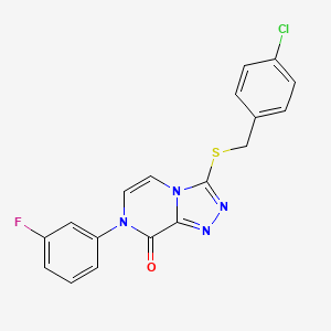 molecular formula C18H12ClFN4OS B6483388 3-{[(4-chlorophenyl)methyl]sulfanyl}-7-(3-fluorophenyl)-7H,8H-[1,2,4]triazolo[4,3-a]pyrazin-8-one CAS No. 1184975-96-9