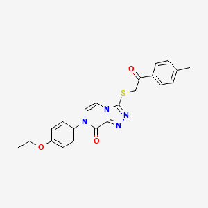 molecular formula C22H20N4O3S B6483424 7-(4-ethoxyphenyl)-3-{[2-(4-methylphenyl)-2-oxoethyl]sulfanyl}-7H,8H-[1,2,4]triazolo[4,3-a]pyrazin-8-one CAS No. 1243073-56-4