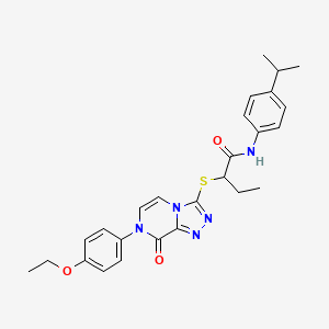 molecular formula C26H29N5O3S B6483437 2-{[7-(4-ethoxyphenyl)-8-oxo-7H,8H-[1,2,4]triazolo[4,3-a]pyrazin-3-yl]sulfanyl}-N-[4-(propan-2-yl)phenyl]butanamide CAS No. 1223901-72-1