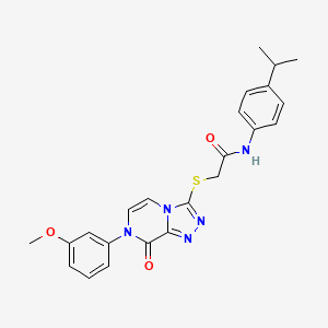 2-{[7-(3-methoxyphenyl)-8-oxo-7H,8H-[1,2,4]triazolo[4,3-a]pyrazin-3-yl]sulfanyl}-N-[4-(propan-2-yl)phenyl]acetamide