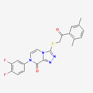 molecular formula C21H16F2N4O2S B6483469 7-(3,4-difluorophenyl)-3-{[2-(2,5-dimethylphenyl)-2-oxoethyl]sulfanyl}-7H,8H-[1,2,4]triazolo[4,3-a]pyrazin-8-one CAS No. 1243056-43-0