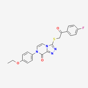 molecular formula C21H17FN4O3S B6483474 7-(4-ethoxyphenyl)-3-{[2-(4-fluorophenyl)-2-oxoethyl]sulfanyl}-7H,8H-[1,2,4]triazolo[4,3-a]pyrazin-8-one CAS No. 1243014-23-4