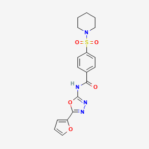 molecular formula C18H18N4O5S B6483489 N-[5-(furan-2-yl)-1,3,4-oxadiazol-2-yl]-4-(piperidine-1-sulfonyl)benzamide CAS No. 905679-45-0