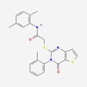molecular formula C23H21N3O2S2 B6483555 N-(2,5-dimethylphenyl)-2-{[3-(2-methylphenyl)-4-oxo-3H,4H-thieno[3,2-d]pyrimidin-2-yl]sulfanyl}acetamide CAS No. 1291832-31-9