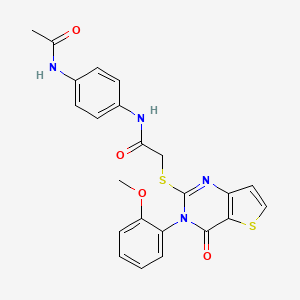 molecular formula C23H20N4O4S2 B6483562 N-(4-acetamidophenyl)-2-{[3-(2-methoxyphenyl)-4-oxo-3H,4H-thieno[3,2-d]pyrimidin-2-yl]sulfanyl}acetamide CAS No. 1291873-78-3