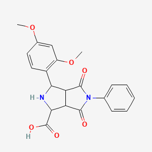 molecular formula C21H20N2O6 B6483580 3-(2,4-dimethoxyphenyl)-4,6-dioxo-5-phenyl-octahydropyrrolo[3,4-c]pyrrole-1-carboxylic acid CAS No. 1291831-37-2