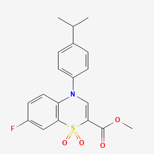 molecular formula C19H18FNO4S B6483588 methyl 7-fluoro-1,1-dioxo-4-[4-(propan-2-yl)phenyl]-4H-1lambda6,4-benzothiazine-2-carboxylate CAS No. 1291837-83-6