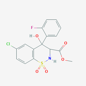 molecular formula C16H13ClFNO5S B6483609 methyl 6-chloro-4-(2-fluorophenyl)-4-hydroxy-1,1-dioxo-3,4-dihydro-2H-1lambda6,2-benzothiazine-3-carboxylate CAS No. 1291831-35-0