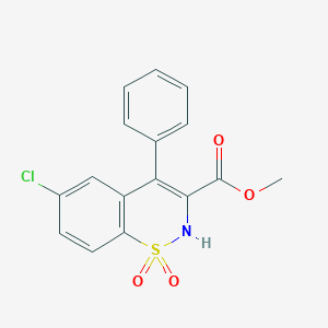 molecular formula C16H12ClNO4S B6483610 methyl 6-chloro-1,1-dioxo-4-phenyl-2H-1lambda6,2-benzothiazine-3-carboxylate CAS No. 1291834-61-1