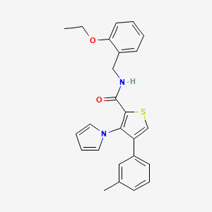 molecular formula C25H24N2O2S B6483629 N-[(2-ethoxyphenyl)methyl]-4-(3-methylphenyl)-3-(1H-pyrrol-1-yl)thiophene-2-carboxamide CAS No. 1291844-55-7