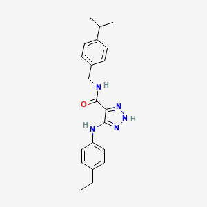 molecular formula C21H25N5O B6483677 5-[(4-ethylphenyl)amino]-N-{[4-(propan-2-yl)phenyl]methyl}-1H-1,2,3-triazole-4-carboxamide CAS No. 1291870-29-5