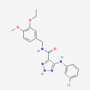 molecular formula C19H20ClN5O3 B6483697 5-[(3-chlorophenyl)amino]-N-[(3-ethoxy-4-methoxyphenyl)methyl]-1H-1,2,3-triazole-4-carboxamide CAS No. 1291853-99-0